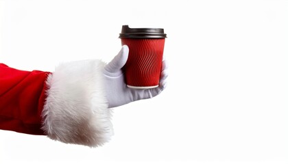Santa Claus Holding a Coffee Cup for Christmas