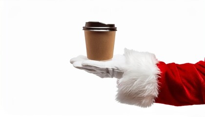 Santa Claus Holding a Coffee Cup for Christmas