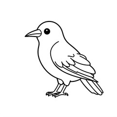 Elegant line art drawing of a single bird perched, showcasing its delicate form and natural posture, perfect for design projects seeking simplicity and grace.