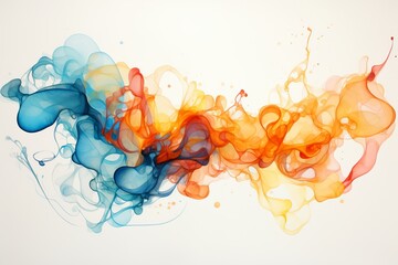 Colorful abstract illustration featuring swirling blue and orange fluid shapes blending harmoniously, creating a vibrant and dynamic visual experience with a sense of movement and energy