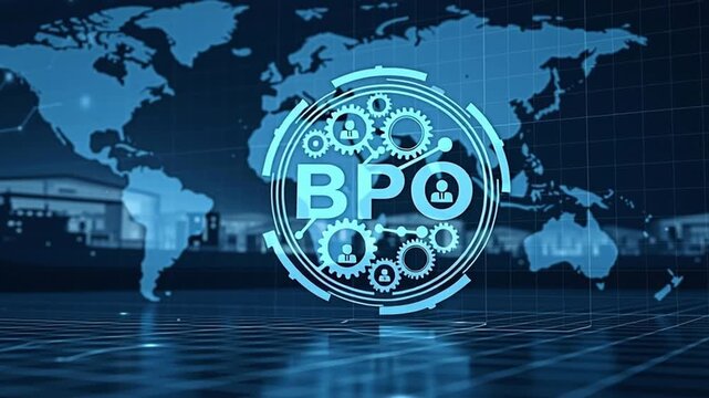 BPO Illustration concept of Outsourcing Solutions.