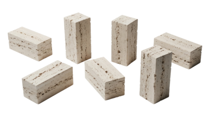 Seven rectangular white blocks with speckled texture transparent background cutout png