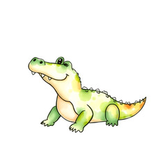 Playful Cartoon Crocodile Illustration, Fun Art, Digital Design, Creative Environment, Kids' Art Style