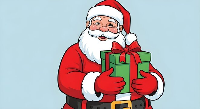 santa claus with gift box
