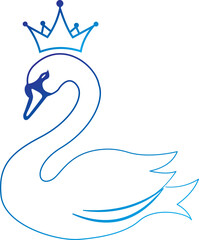 Illustration of elegant swan with a crown
