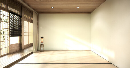 Mock up empty, Modern japanese tatami mat floor, room japanese traditional style. 3D rendering