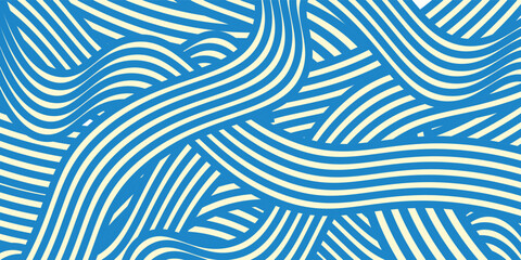 Noodle Ramen Pattern background. Pasta food texture spaghetti geometric. Abstarct ramen ornament. Flat vector illustartion. Wave texture background