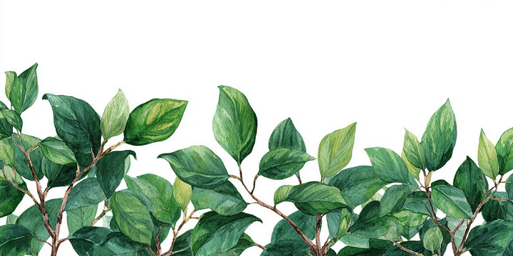 Watercolor botanical frame of fingerroot leaves forming a herbal border, great for natural health or cooking theme.