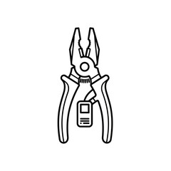 Monochrome line art illustration of combination pliers with gripping jaws and cutter.