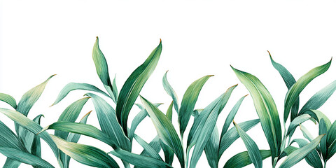 Fototapeta premium Watercolor botanical frame of pandan leaves forming a green tropical border, perfect for dessert or spa design.