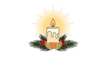 christmas candle and holly