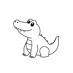 Crocodile Illustration, Fun Character Design, Cute Animal, Cartoon Style, Black and White, Creative Art, Playful Concept