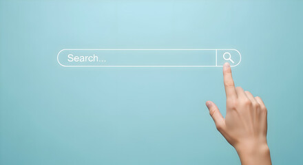 Fototapeta premium Seamlessly find what you need with a simple click on a digital search bar, symbolizing innovation and accessibility