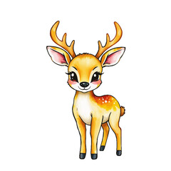 Cute Cartoon Deer Illustration for Kids, Colorful Animal Art, Whimsical Style, Playful Design