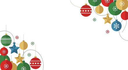 Festive Flat Vector Corner Decorations for Holiday Greeting Cards