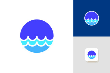 ocean wave logo design illustration vector template