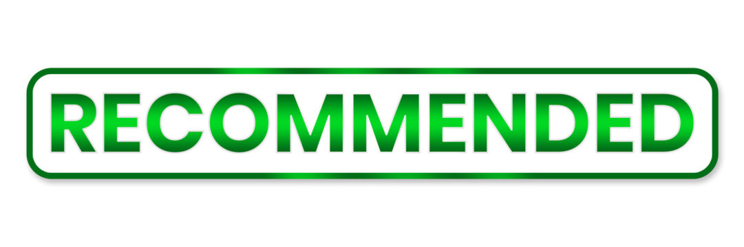 green recommeded button vector illustration element png file transparent background