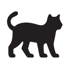 Minimalist Black Cat Silhouette Icon

