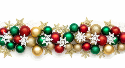 christmas ornaments on white background