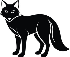 Stylized Black Fox Graphic with White Details

