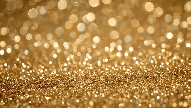 Golden sparkle glitter sand glow with bokeh
