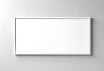 Modern blank white rectangular frame on gray concrete wall background, ideal for mockup, marketing, poster, billboard, or minimalist presentation template for business, exhibition, or interior display