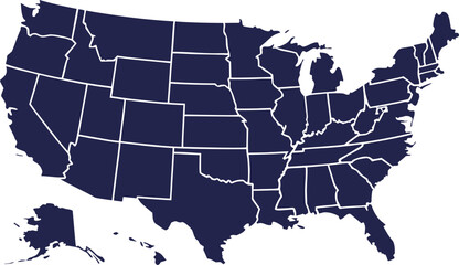 Detailed United States Map with State Borders

