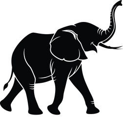 Majestic Elephant Silhouette with Raised Trunk

