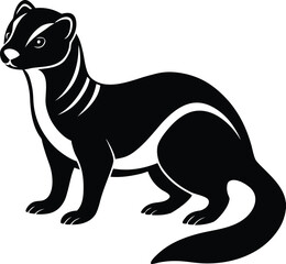 Stylized Black and White Weasel Illustration

