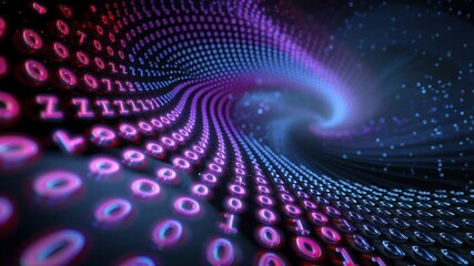 neon binary tunnel with swirling vortex glowing data points and motion blur suggesting rapid ai transfer across cyber network and metaverse gateway futuristic - Powered by Adobe