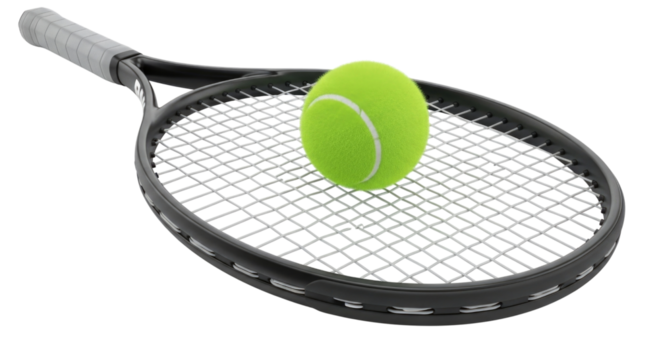 Tennis racket and ball transparent background cutout png