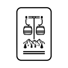 Ski lift ticket design representing winter travel, mountain resorts, and outdoor skiing activities.