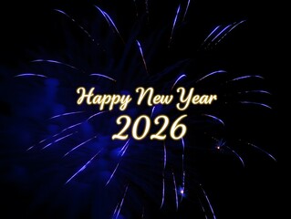 Blue Fireworks New Year 2026 Greeting