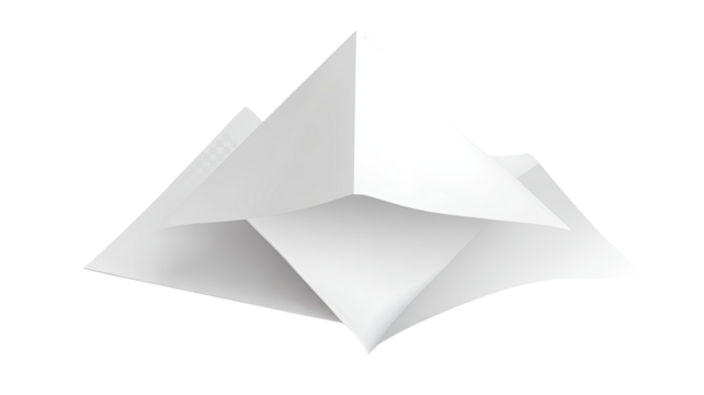 Origami paper fold showing creative handmade art form with precise geometric shapes and elegant design on white background