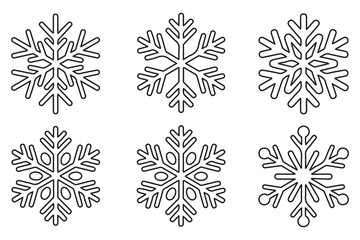 Continuous line drawing of snowflake outline vector illustration
