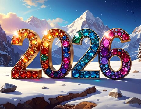 New Year 2026 Sparkling Gemstones.