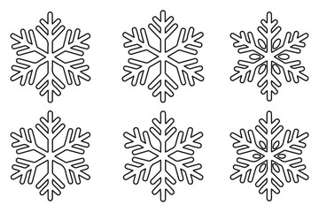 Continuous line drawing of snowflake outline vector illustration
