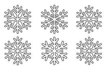 Continuous line drawing of snowflake outline vector illustration
