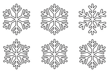 Continuous line drawing of snowflake outline vector illustration
