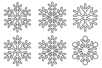 Continuous line drawing of snowflake outline vector illustration
