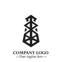 Tower Logo Symbol in Black on the White Background with Simple Modern Architecture Design