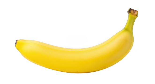 Bright yellow banana fruit isolated on a solid black background for food photography isolated on transparent background