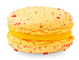 Macaroon cookie isolated on white background.  French  macarons cake or macaroon dessert.