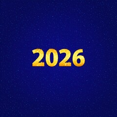 Glamorous Gold 2026 on Sparkling Blue Background