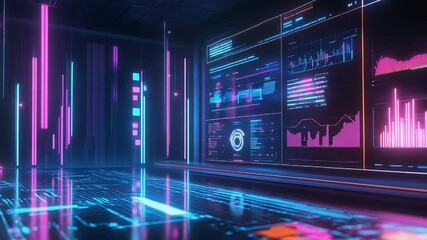 Futuristic digital data big data analytics display - Powered by Adobe