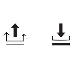 Black Media & File Control Icons – Minimalist Silhouettes for Playback, Upload, Download & Interface Design