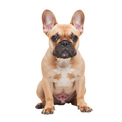 Fototapeta premium Cute French Bulldog Sitting Calmly With Alert Expression Indoors