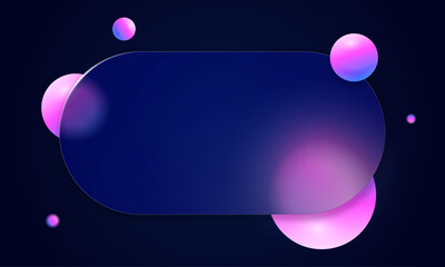 Modern glassmorphism banner in blue and lilac tones with light frosted effect glass morphism. Abstract transparent bubbles create elegant UI or poster layout.