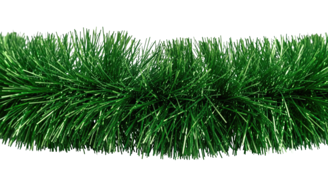 Green tinsel garland transparent background cutout png