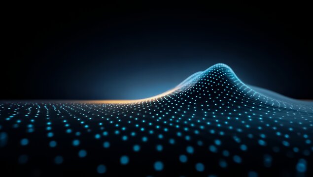 Black and blue image of a hill with many dots. The image is abstract and has a futuristic feel to it - Powered by Adobe